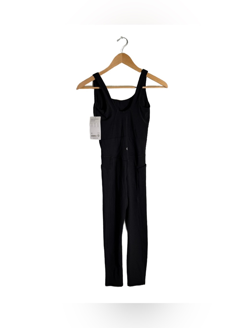 Athleta Salutation Bodysuit Women's XS Black Stretch Pockets Yoga Pilates NWT - Picture 3 of 7